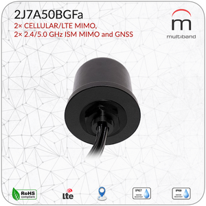 2J7A50BGFa 2× CELLULAR/LTE MIMO, 2× 2.4/5.0 GHz ISM MIMO and GNSS - www.multiband-antennas.com