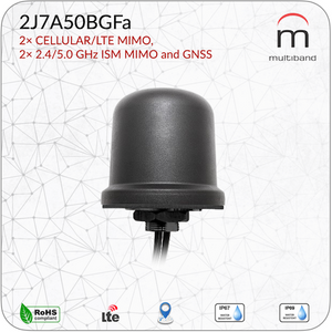 2J7A50BGFa 2× CELLULAR/LTE MIMO, 2× 2.4/5.0 GHz ISM MIMO and GNSS - www.multiband-antennas.com