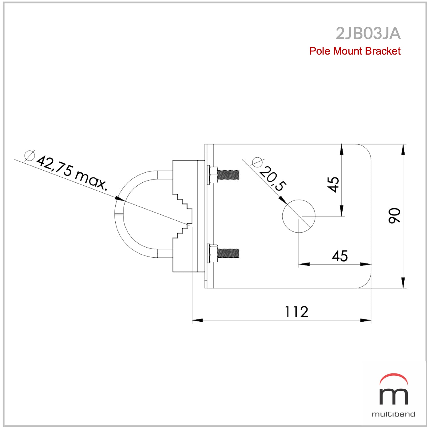 2JB03JA - Pole Mount Bracket - www.multiband-antennas.com